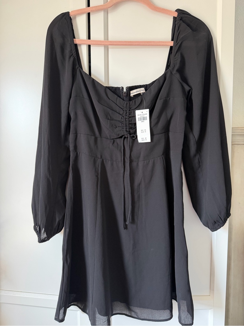Abercrombie & Fitch Black Long-Sleeve Lace-Up Mini Dress